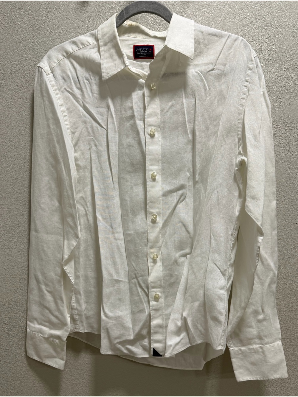 UNTUCKit Men’s White Long-Sleeve Button-Down Dress Shirt
